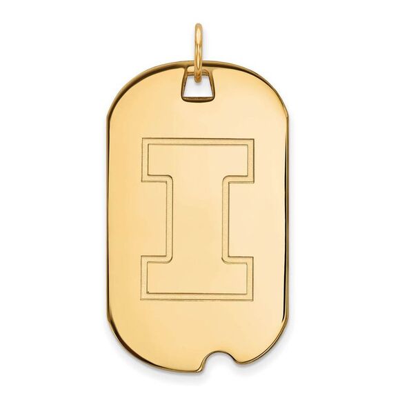 10k Yellow Gold U. of Illinois Large Initial I Dog Tag Pendant